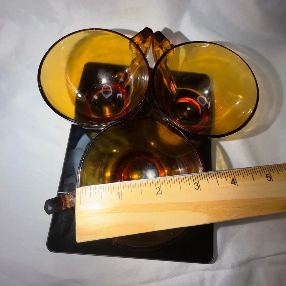 3 MCM Vintage Amber Glass Tea/Punch Cups - Picture 10 of 11